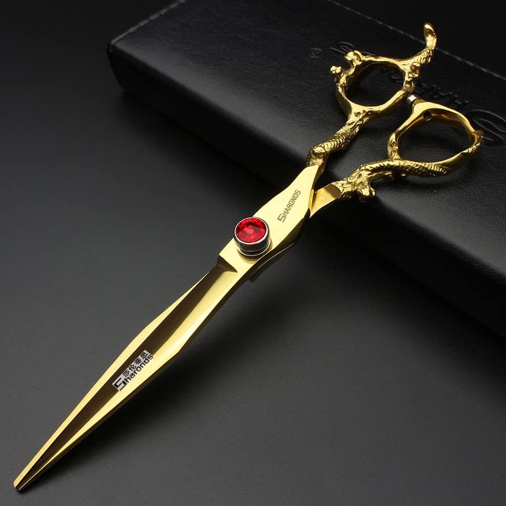 7" 7.5" 8"9" Professional Hairdressing Scissors Barber Salon Hair Cutting Dragon Shears (Large). (7 inch—B)