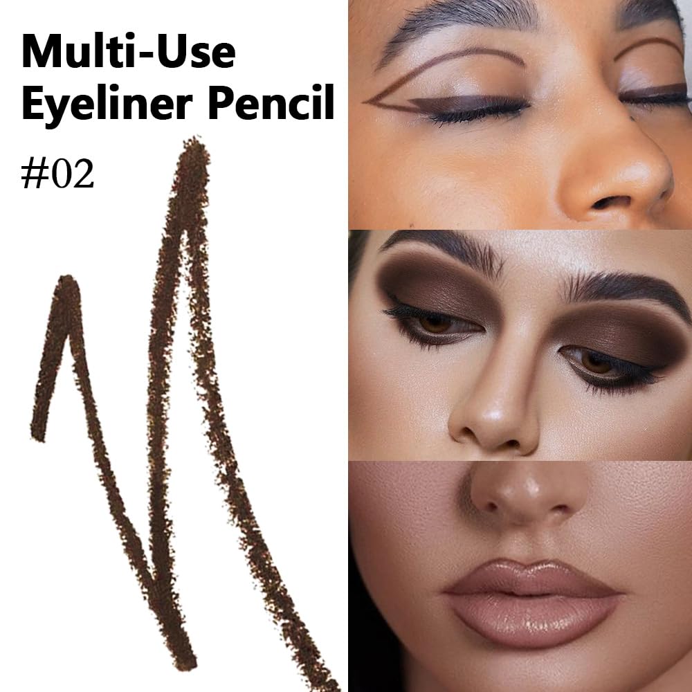 Kaely Gel Eyeliner Pencil for Women, Dark Brown Eye Liner Waterproof Smudge Proof with Sharpener, Waterline Eye Makeup Liners, delineador de ojos contra el agua, Vegan & Cruelty-Free, 02