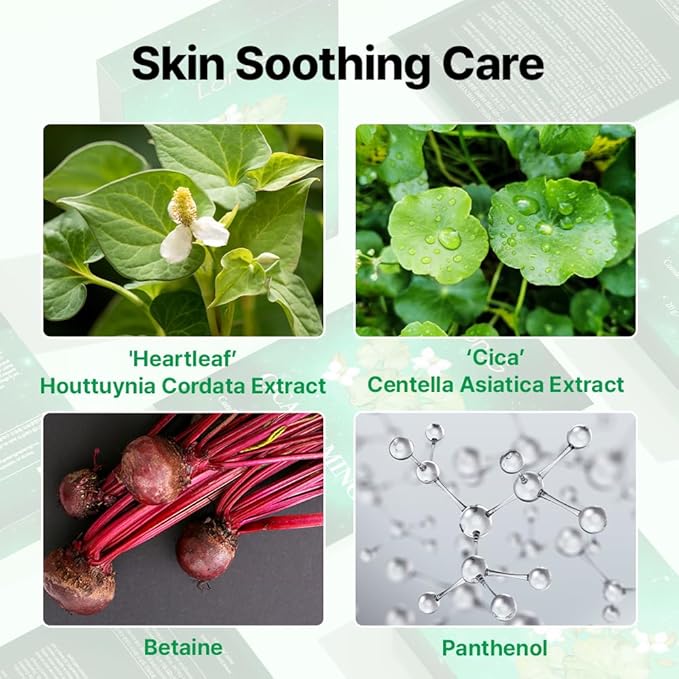 Cica Calming Authentic Glow Sheet Mask - Skin Soothing for Sensitive Blemish Troubled skin, Heartleaf, centella asiatica extract, hydration, skin barrier, Korean skincare, 10 sheets/0.7 oz