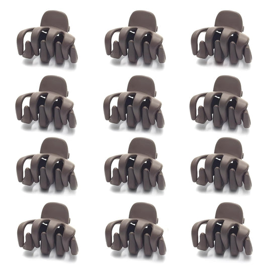 Cobahom 12 Pack Small Hair Claw Clips 1.2 Inch Matte Hair Clips for Thin Hair No-Slip Mini Hair Clip Hair Styling Accessories for Women and Girls (Matte Chocolate)