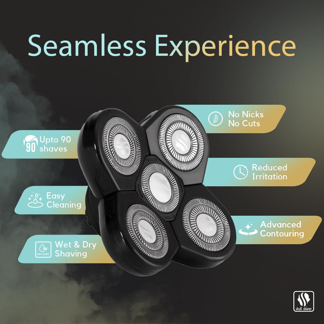 Skull Shaver Carver 5 Head Replacement Blade - Efficient Shave for Coarse Hair - Flexing Rotary Blades - Easy Maintenance - Fits Pitbull Shavers