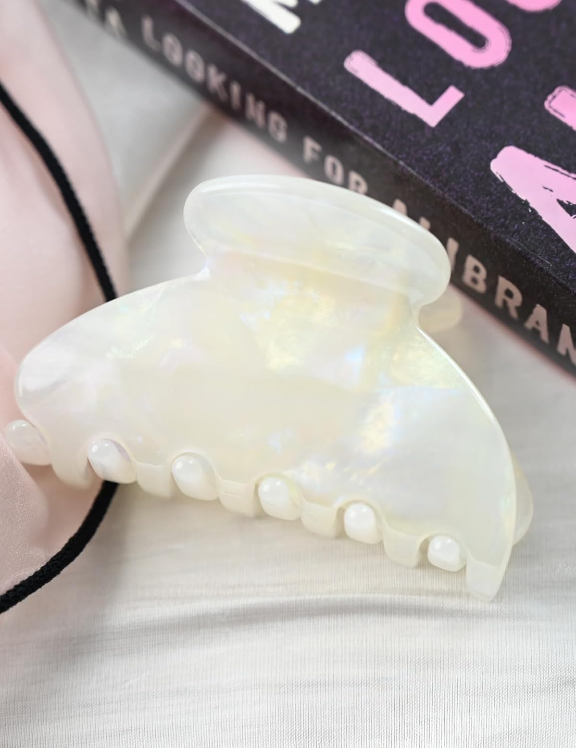 Handmade Celluloid Acetate French Design Barrettes Tortoise Shell Claws Hair Claw Luxury Fashion Accessories Hair Clip for Women (jade white)