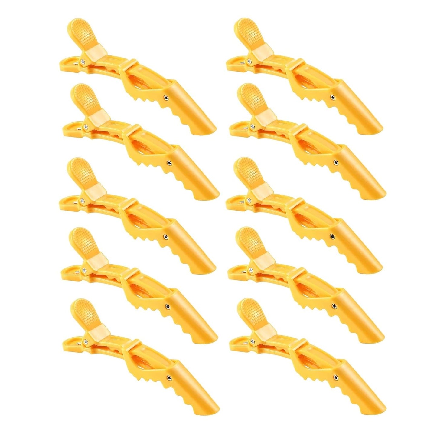 10pcs/set Multicolor Croc Clips Transparent Plastic Hairdresser Clips Hair Styling Sectioning Barrettes Professional Non Slip Alligator Clips Salon DIY Accessories Hairpins (10pcs-Yellow)