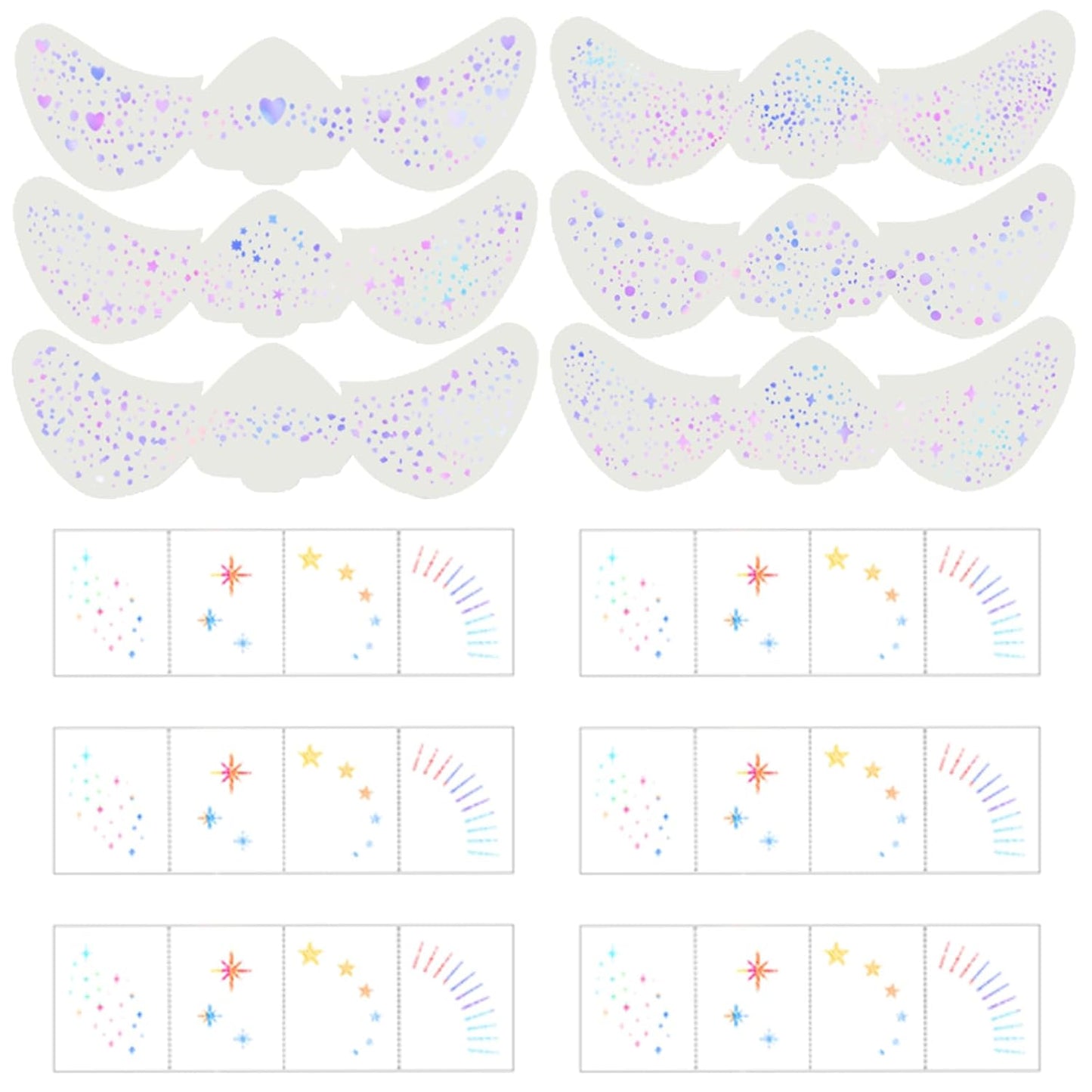 Glitter Freckles, 30 Pcs Sparkle Glitter Freckles Face Tattoo for Women Girls Holographic Temporary Face Tattoos Concert Festival Rave Accessories (Holographic)