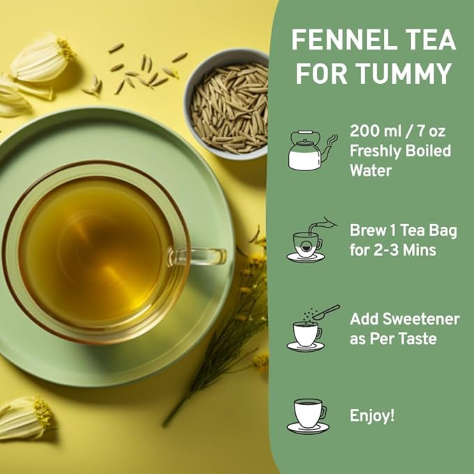 HANDPICK, Fennel Tea Bags (100 Herbal Tea Bags) Caffeine Free, Gluten Free & Non GMO | Round Eco Conscious Teabags | Smooth & Sweet
