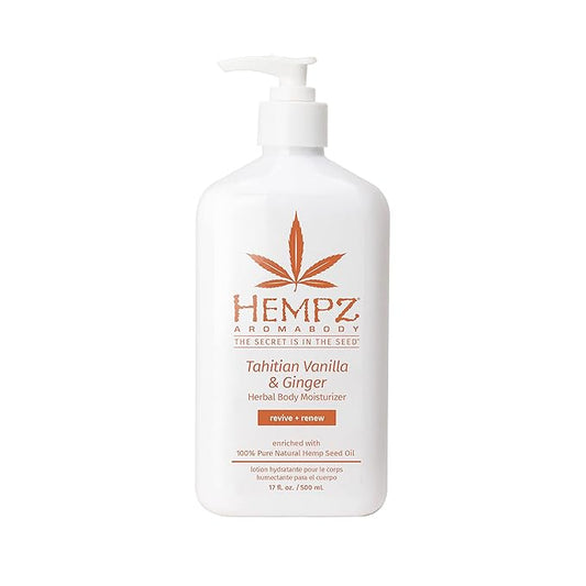HEMPZ Body Lotion - Vanilla & Ginger Daily Moisturizing Cream, Shea Butter Hand and Body Moisturizer - Hemp Lotion - Skin Care Products, Hemp Seed Oil - 17 oz.