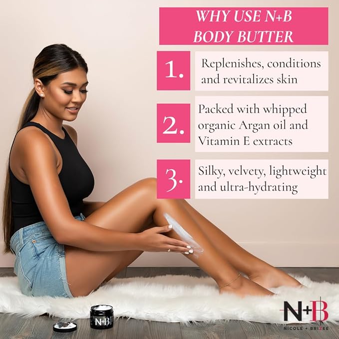 N+B Whipped Body Butter | Vitamin E & Argan Oil Extracts | Ultra Hydrating | No Sticky Residue