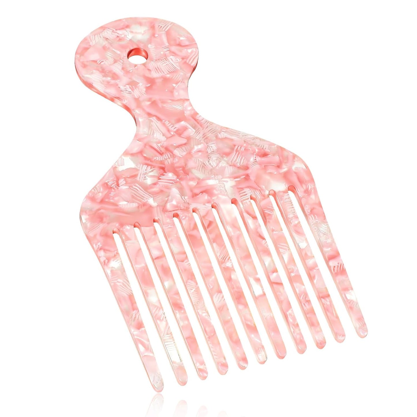 Hairs Picks for Women Curly Hair Wide Tooth Hair Pick Comb, Pink Long Tooth Hairs Comb for Long Thick Curly Hai Detangling Lifting Combs for Women Men Anti Static Hai Styling Tool, 4.8 Inches