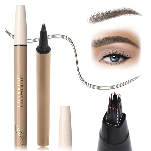 Microblading Brow-Fection Brow Eyebrow Pencil – Angled Brush Tip, Wild Natural Hair-Like Strokes, Patented Design, Long-Lasting & Smudge-Proof, for Beginners & Pros(02 Dark Brown）