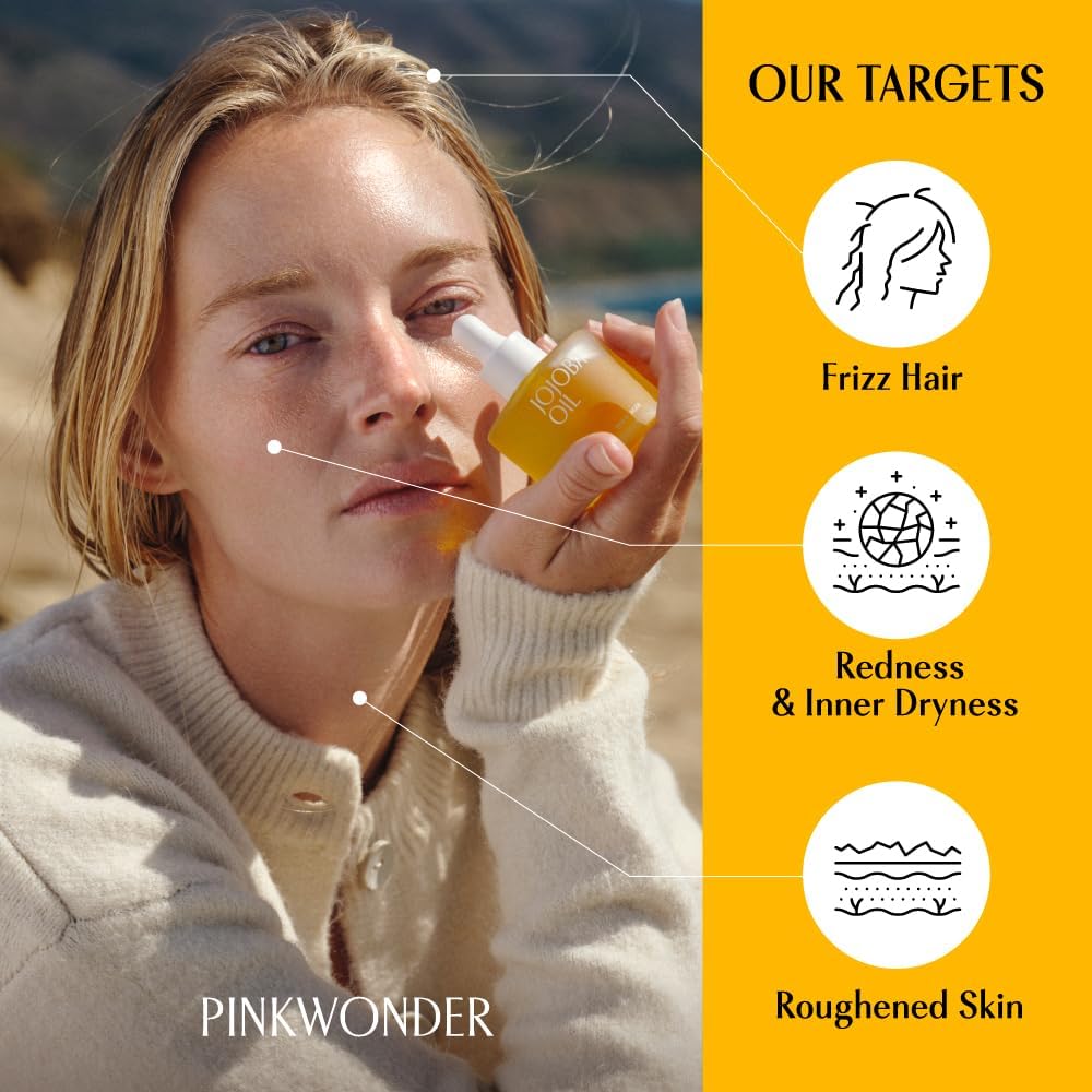 PINKWONDER USDA Organic Jojoba Oil | 100% Pure, Cold-Pressed Oil for Face & Facial Care, Gua Sha | Non-Greasy Korean Skin Care for Women 0.33oz (10ml)