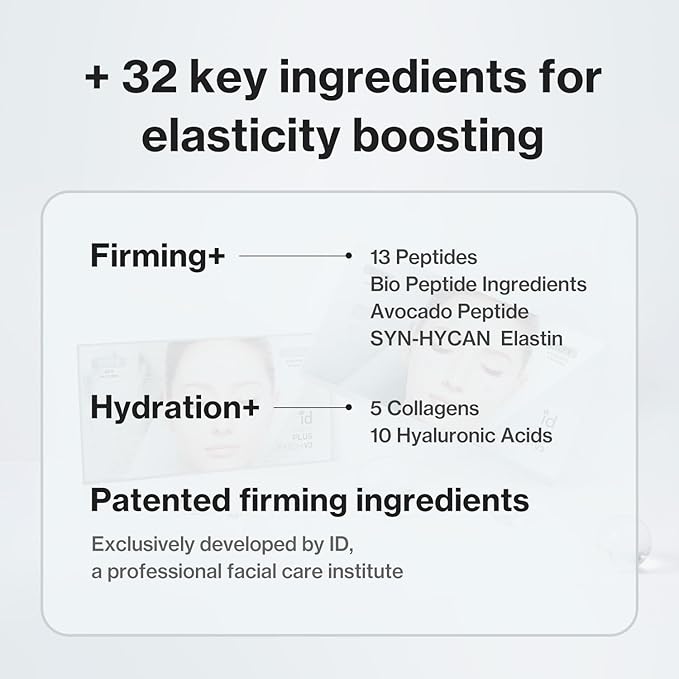 id Face Fit Plus Patch V3 – Hydrating & 3D Lifting Hydrogel Face Mask, Enhanced with Microcurrent Care, 32 Key Ingredients for Elasticity Boost, Korean Skin Care, 17g x 4ea