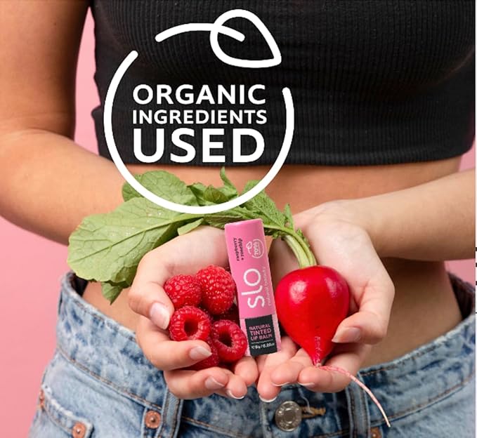Slo | Natural Tinted Lip and Cheek Balm - All Natural Ingredients, Vegan & Cruelty Free, Hydrating & Soothing, Plastic Free, Paper Packaging | Cherry Blush, (0.28oz/8g)