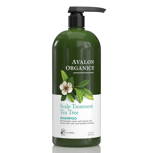 Avalon Organics Scalp Treatment Tea Tree Shampoo, Encourages Scalp Well-Being and Leaves Hair Soft, 32 Fluid Ounces