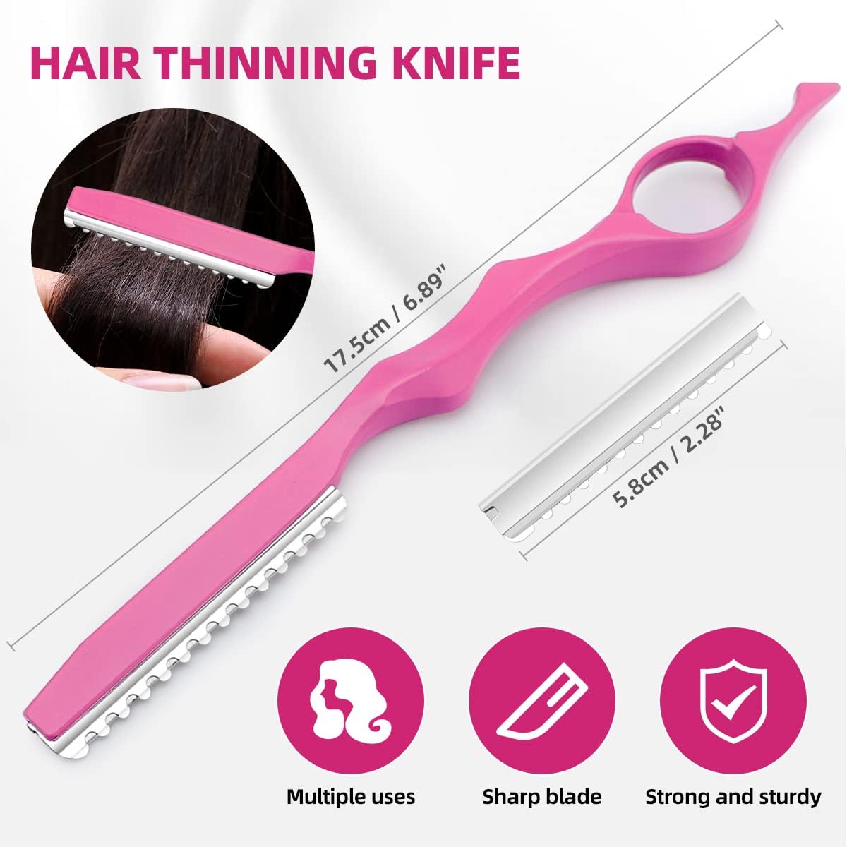 Professional Hair Cutting Scissors Sets Stainless Steel Barber Hairdressing Scissors Multifunctional Salon Thinning Scissors Straight Shears Tools for Men Women Home Use (Pink)