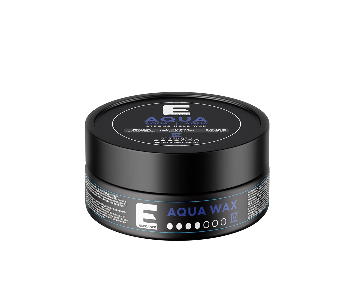 E Elegance Hair Products - Aqua Hair Styling Wax - IV Strength – Strong Hold, High Shine, Wet Look, Navy Blue/4.73 oz