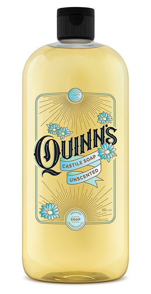 Quinn's Pure Castile Organic Liquid Soap, 32 ounce (Unscented)