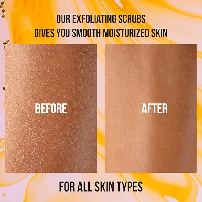 24K Gold Body Scrub, Natural Exfoliating Face Sugar Scrub With Anti-Aging Properties, Pure Skin Moisturizer, Reduce Wrinkles Deep Pore Cleansing Moisturizing Hydrating Skincare, Great Gift for Women