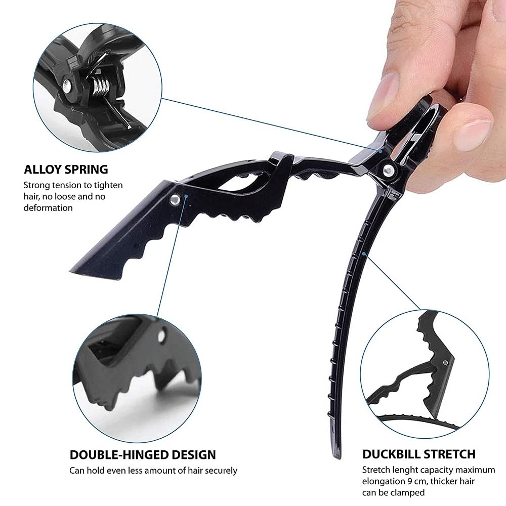 10pcs/set Multicolor Croc Clips Transparent Plastic Hairdresser Clips Hair Styling Sectioning Barrettes Professional Non Slip Alligator Clips Salon DIY Accessories Hairpins (10pcs-Multicolor)