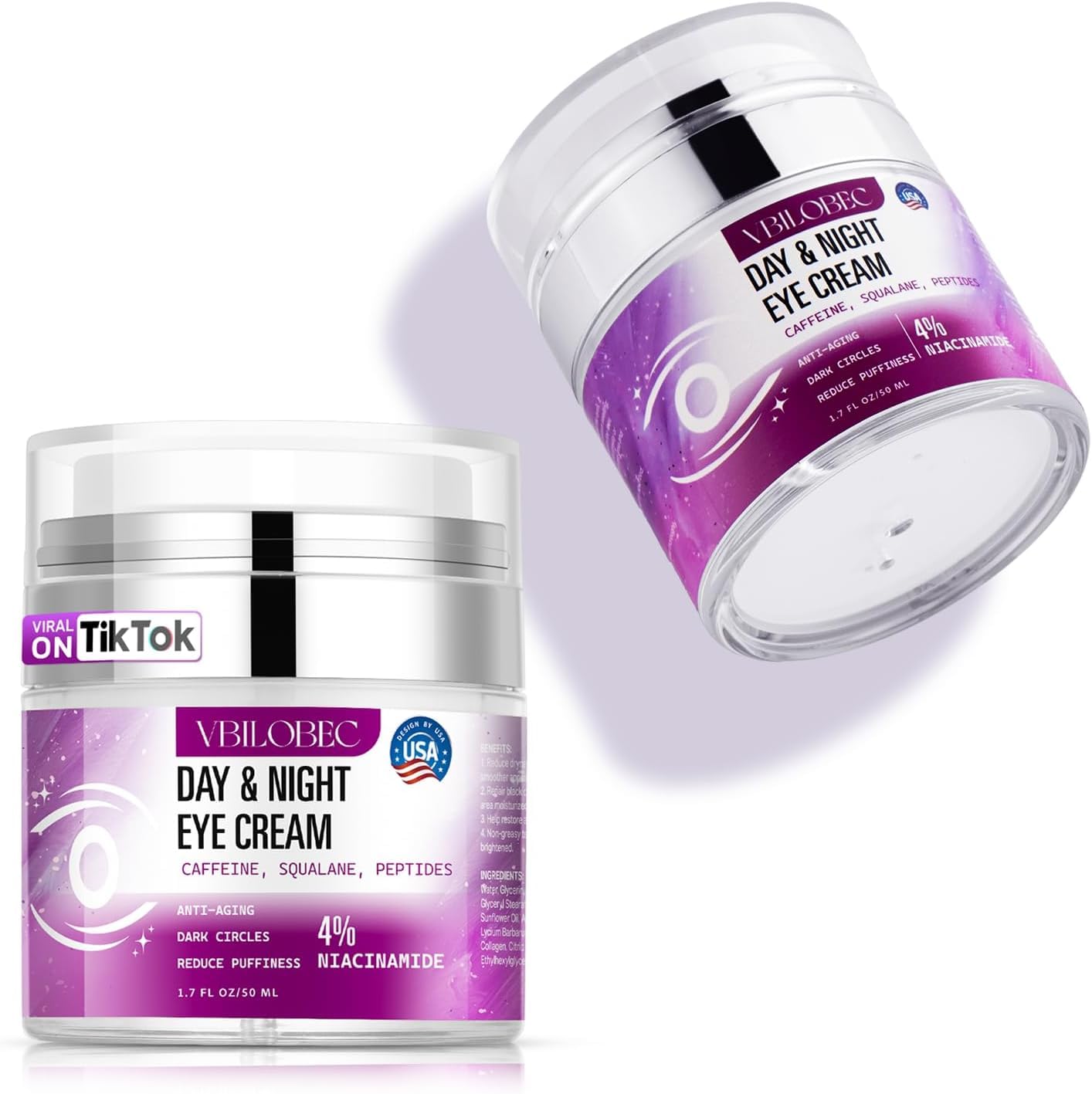 2025 Latest Caffeine Eye Cream:[30+ SGS Certified] [Used by Over 1M Fans] Anti-aging Eye Cream to eliminate dark circles, puffiness, and fine lines.1.7 fl oz, for Women& Men,2PC