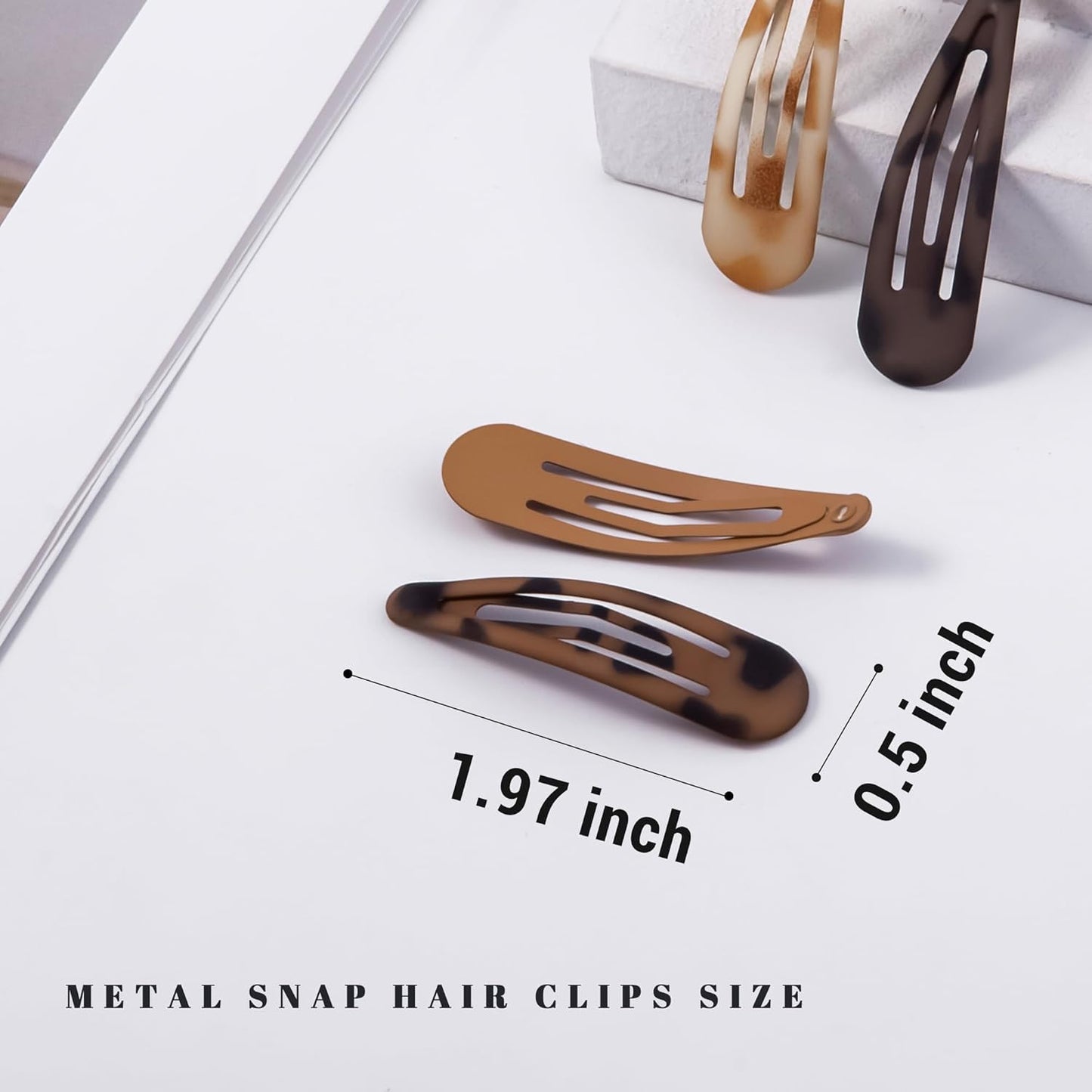 Small Hair Barrettes For Women No Slips Metal Snap Clips For Thin And Fine Hair,Matte Black Tortoiseshell,20 PCS,1.97 x 0.5 Inch.