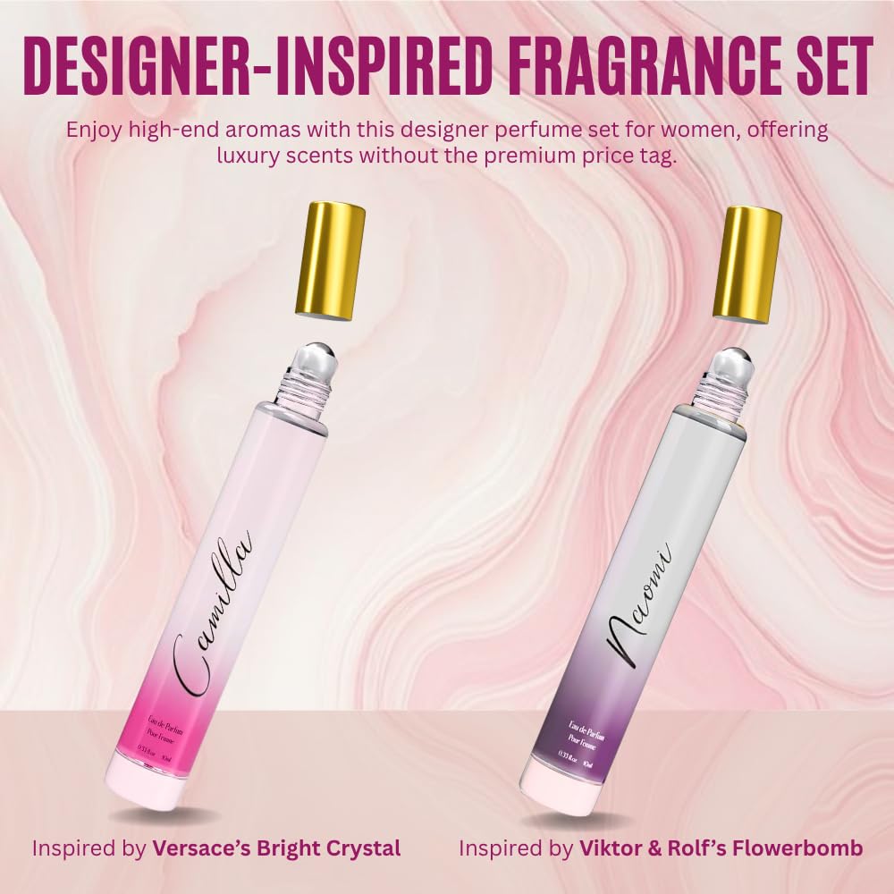 Rollerball Perfume Set for Women – INSPIRED by A WORLD RENOWNED WOMEN'S PERFUME – Jasmine, Musk, Yuzu, Vanilla – Sweet, Elegant, Floral, Long-Lasting Eau De Parfum (0.33fl oz/10ml) x4