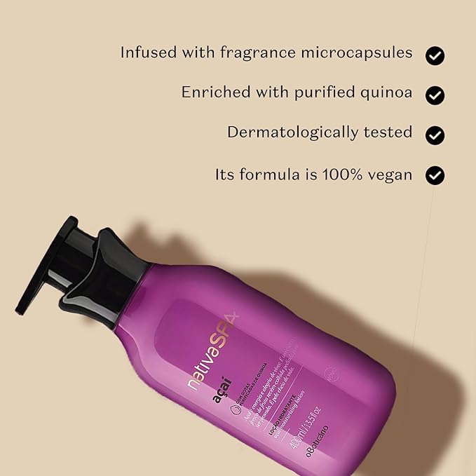 Nativa SPA by O Boticário, Açaí Moisturizing Body Lotion | Long-Lasting Hydration and Lightweight, Fragranced Moisturizer, 13.5 Ounce