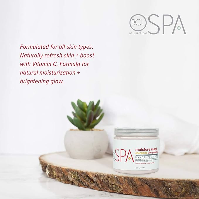 BCL SPA Organic Pink Grapefruit moisture mask for hands, foot mask, and body mask skin care spa treatment for women at home or professional spa with argan oil, olive oil, aloe vera, and kelp 16 fl oz