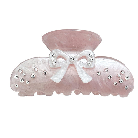 Bow Hair Claw Clips for Women, Non-Slip Sparkling Hair Clamps for Thick Hair, Strong Hold Hair Accessories for Workout Party Everyday Use