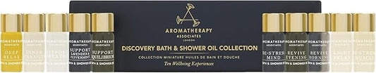 Aromatherapy Associates Essential Oil Blends – Luxury Shower and Body Oils for Dry Skin, Daily Aromatherapy Care for Men & Women, 10-Pack (0.10 fl oz Each) in Decorative Gift Box