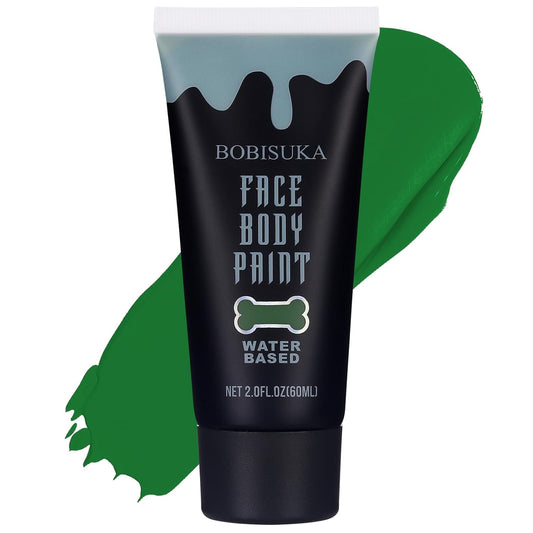 BOBISUKA Green Face Body Paint, Water Based Face Painting for Art Theater Halloween Party Cosplay Clown SFX Makeup for Women Adults, Non-Toxic Washable