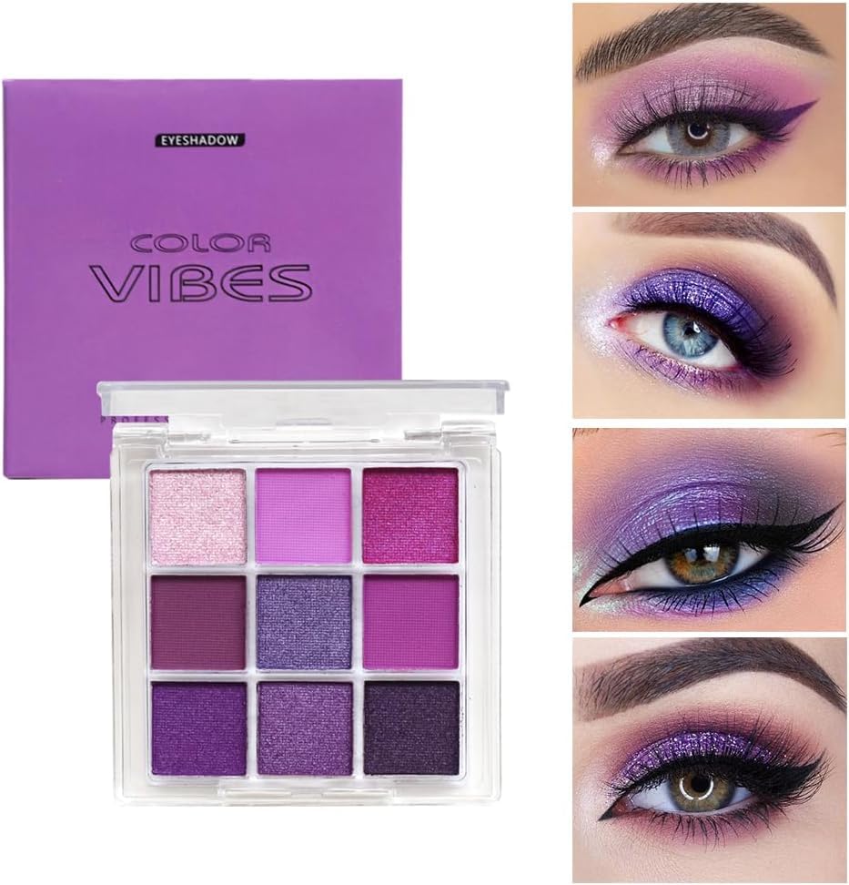 URQT 4 Pack/Set Eyeshadow Palette Set - Rich Colors Eye Makeup Kit, Black, Blue, Green, Purple Eyeshadow Shades, Natural Nude Matte Shimmer Glitter Naked Eye Shadow Pallete Set