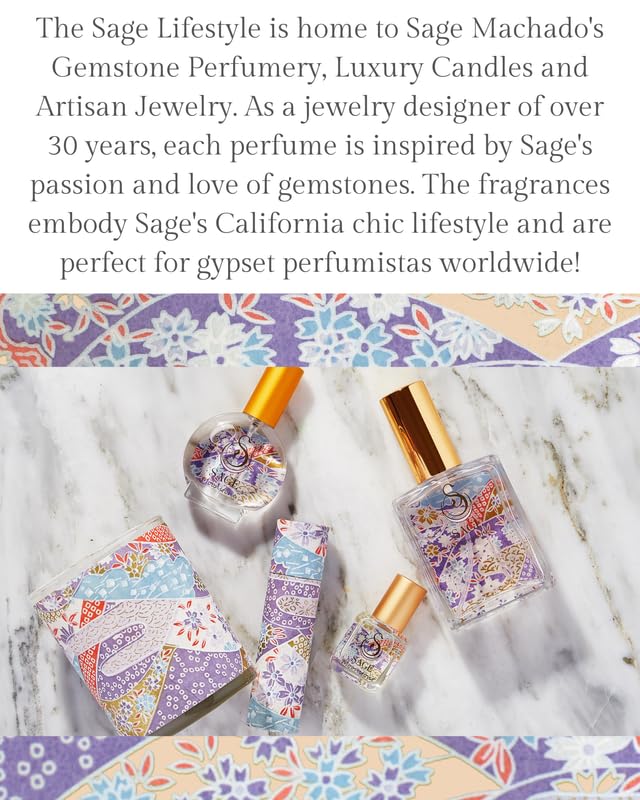 Moonstone Organic Mini Perfume Spray by Sage, Vegan & Cruelty-Free, Floral Scent, Gardenia, Paperwhites, Stargazer Lily - Made in USA, 1/2 oz Travel Size Perfume