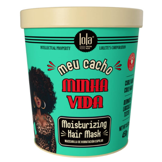 Lola From Rio - Meu Cacho Minha Vida - Moisturizing Hair Mask for Dry, Damaged Curly Hair, Restores, Repairs Hydrates, Moisturizes, Deep Conditioning Treatment 15.87 Fl Oz