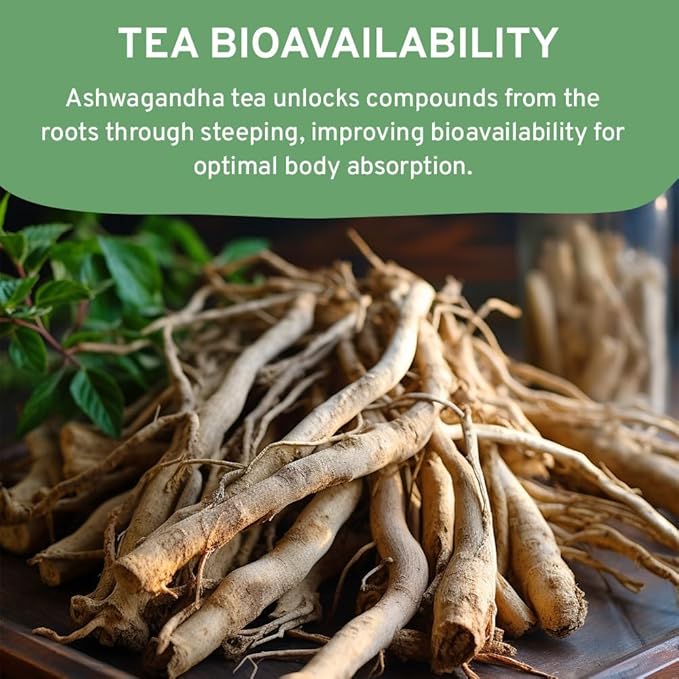 HANDPICK, Ashwagandha Root Tea (100 tea Bags) - Herbal Supplement - For Health & Wellbeing - With Antioxidants & Minerals - Caffeine Free, Gluten Free, Packed in Ecofriendly Tea Bags