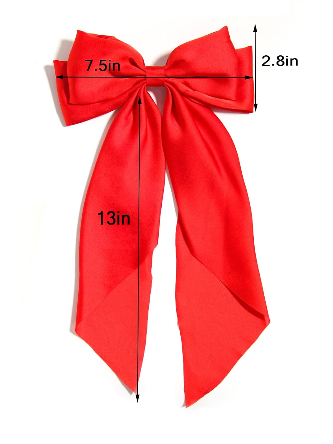 SUSULU Large Hair Bow Clips for Women Red Royal Blue Hair Bows Slides for Girls Satin Hair Barrettes with Long Ribbon Tail,Wedding Birthday Hair Accessories Pack of 2