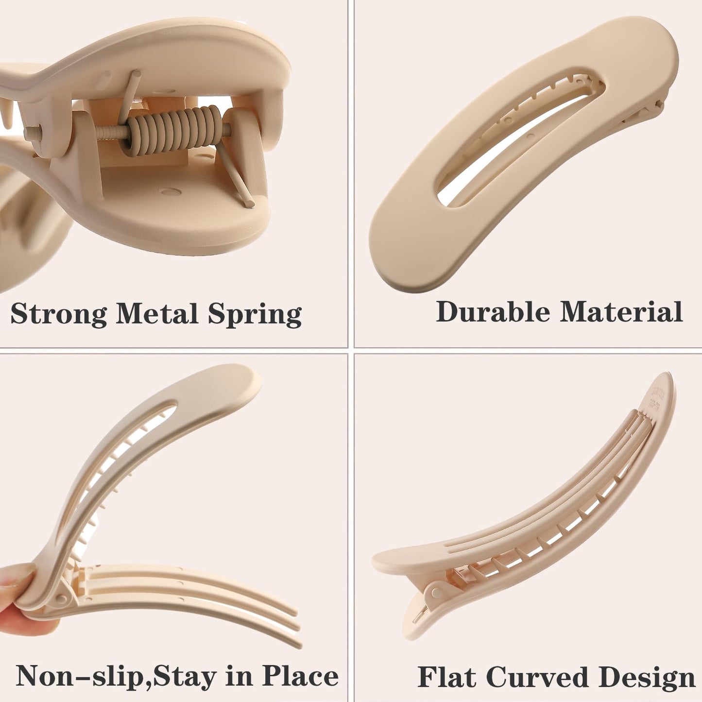 5 PCS Flat Hair Clips, Medium Lay Flat Claw Clips for Women Girls, 2 Styles Stylish Matte Non-slip Hair Claws for Thick Thin Hair(Pink&Purple)