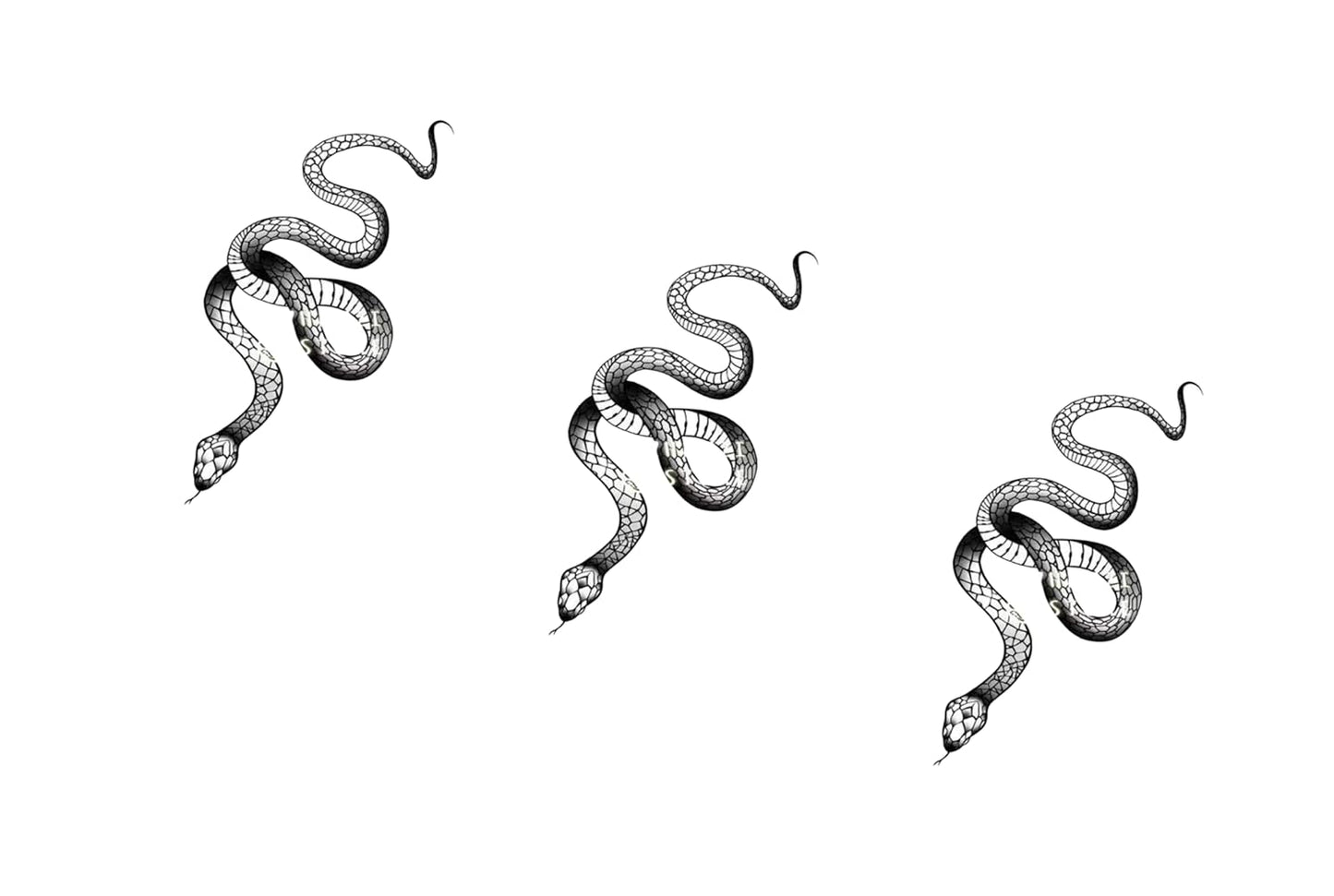 Fashion Realistic Big Size Black Snake Temporary Tattoo Stickers for Women Men Waterproof Fake Tattoo Waist Body Forearm Arm (Pack of 3)