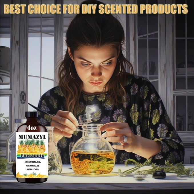 Pineapple Essential Oil, Pineapple Oil 4 Fl Oz 120ML for Diffuser Humidifier Yoga Cleaning DIY Candle Soap Making Essential Oils