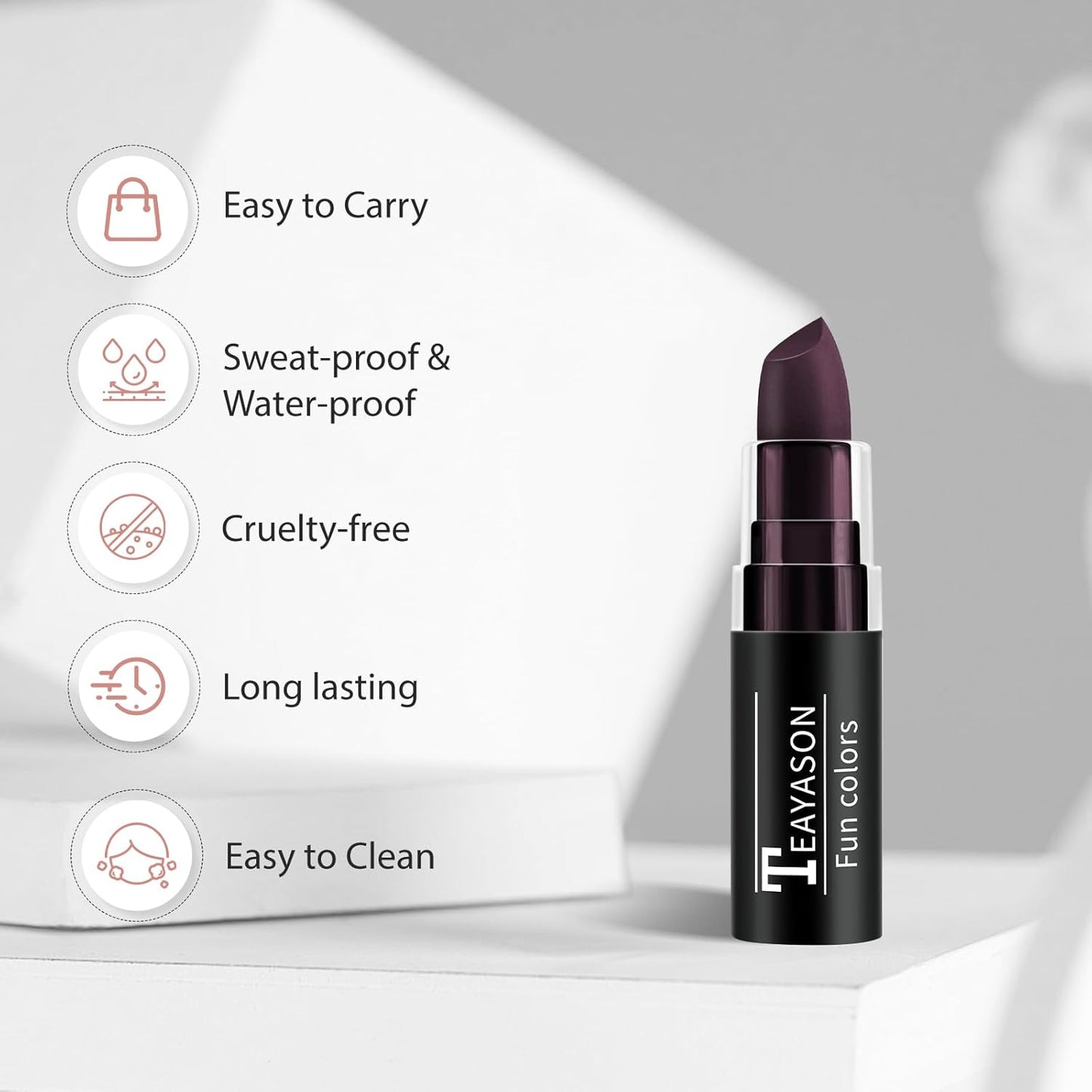 Cherry Red Face & Body Paint Stick, Matte Lipstick & Eye Black Stick, Long Lasting Waterproof Face Makeup for Halloween Zombie Clown Vampire Joker Devil Cosplay