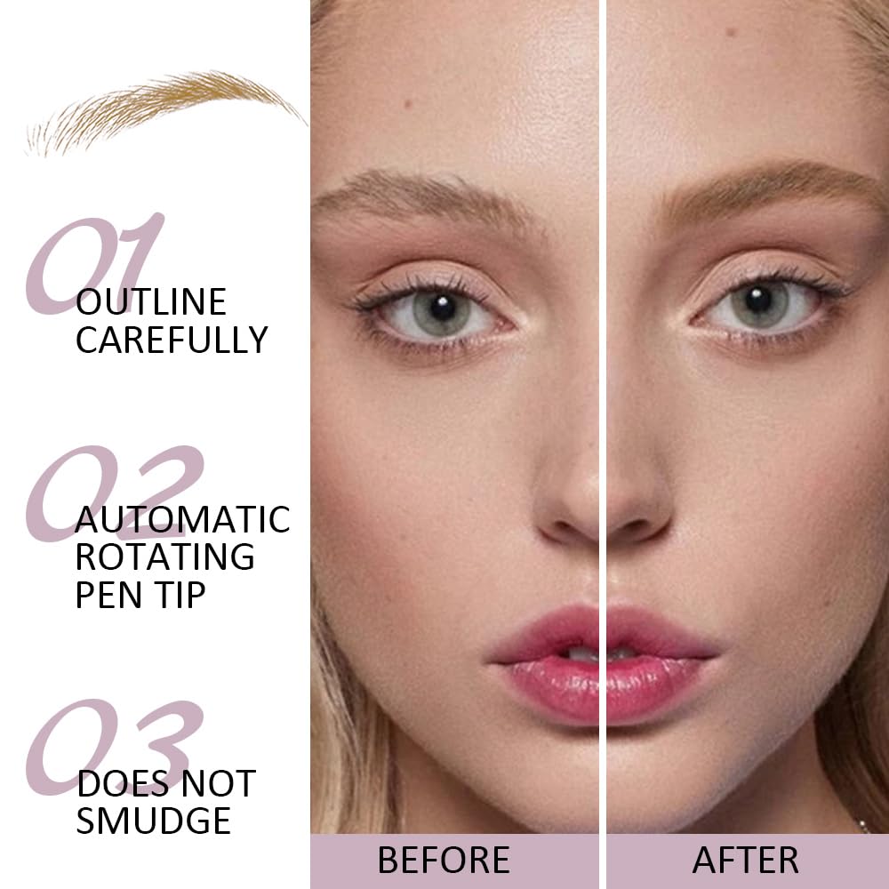 3 Pcs Brown Eyebrow Pencils for Women,with Spoolie Brush,Eyebrow Pencil Soft Textured,Waterproof Sweat-proof for Fills in Sparse Areas and Gaps Create a Natural Eye Brow,Vegan & Cruelty-Free