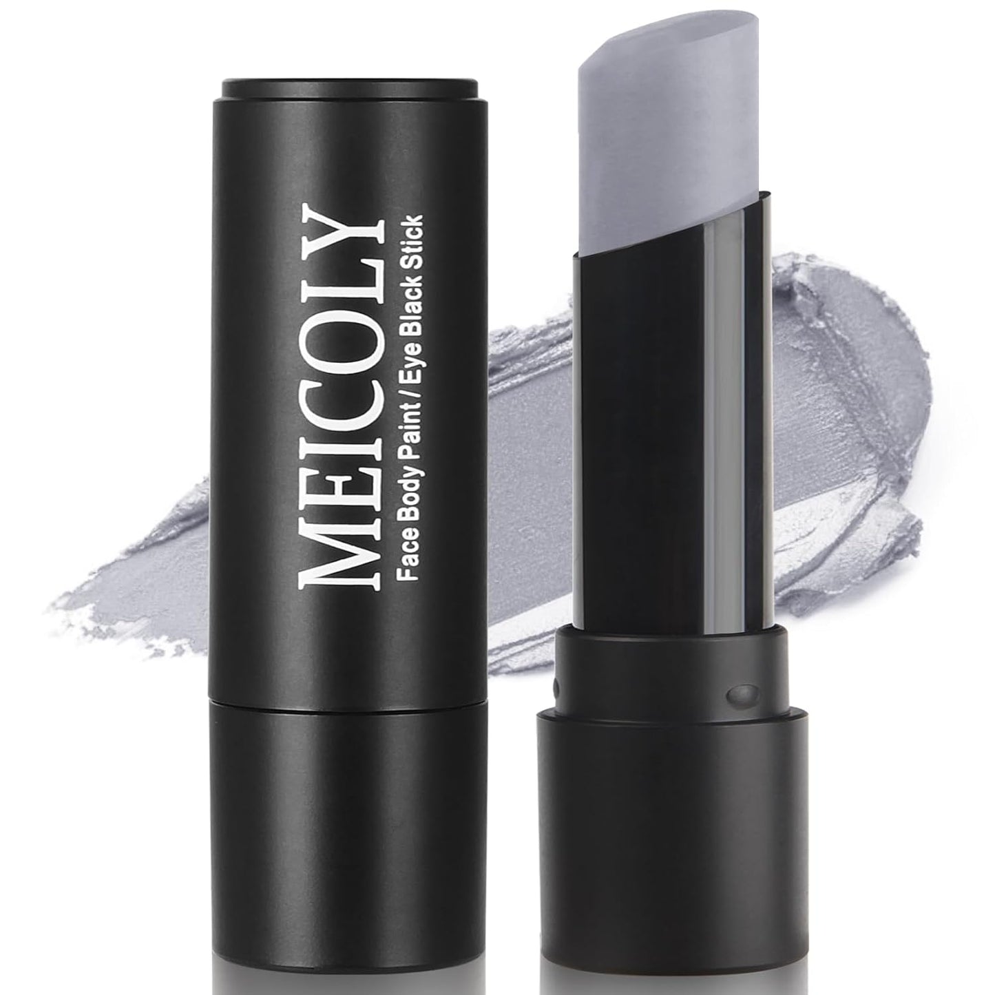 MEICOLY Light Grey Face Body Paint Stick for Halloween SFX Zombie Grayscale Homestuck Cosplay Makeup,Gray Face Paint for Adults and Kids,Waterproof Eye Black Stick for Baseball Softball Football