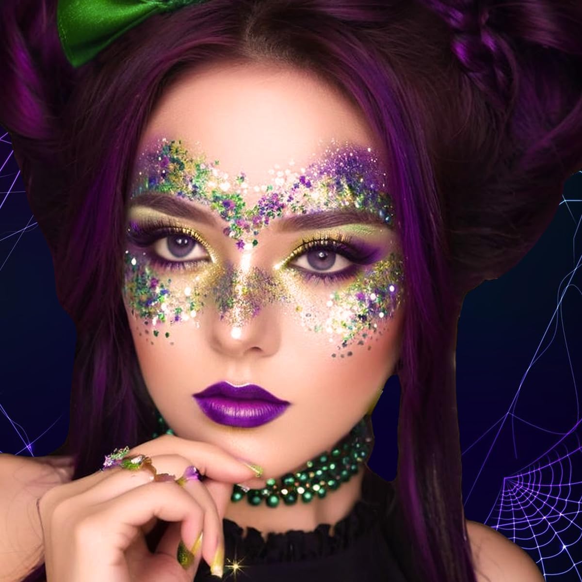 Mysense Gold Body Glitter Stick,Mardi Gras Accessories,Sparkling Face Hair Glitter,Mermaid Sequins Chunky Glitter Face Paint,Singer Concert Outfit Festival Rave Accessories for Women and Kids