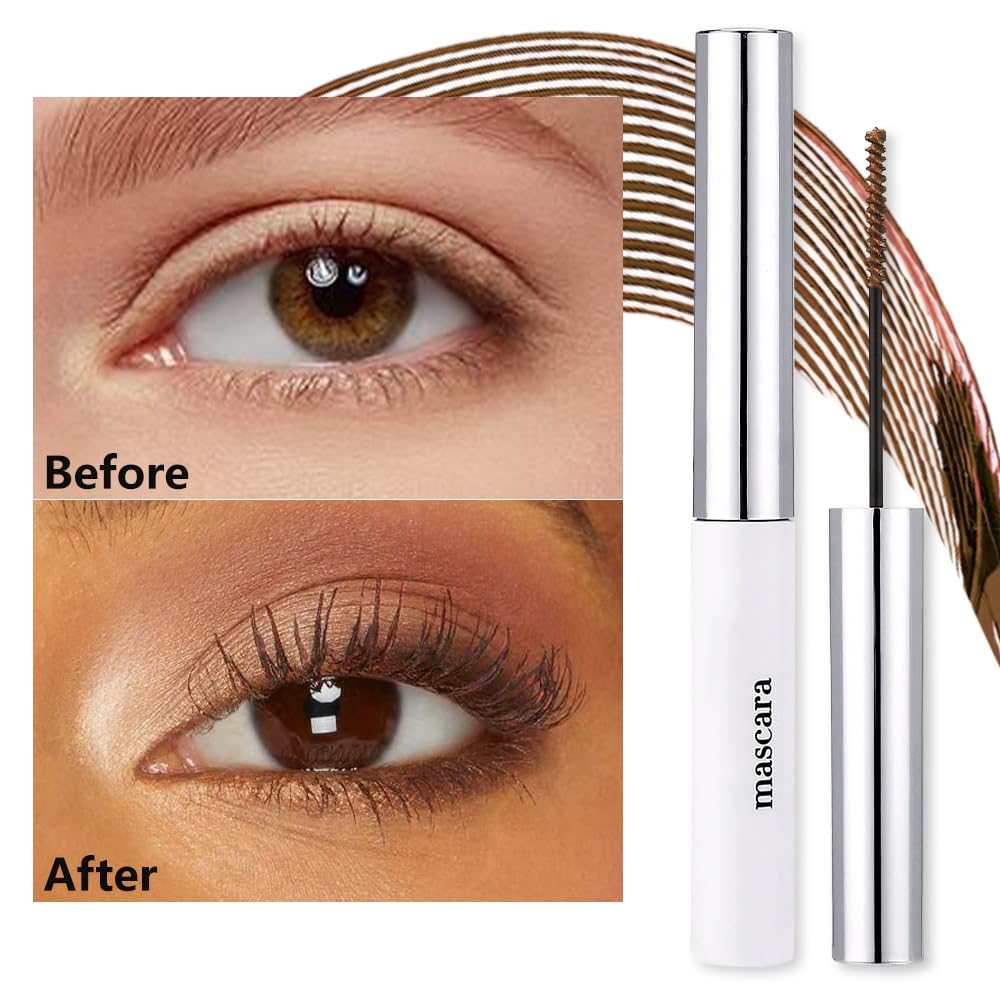 Colored Mascara for Eyelashes, Voluminous Colorful Mascara, Pink Purple Blue Green Red White Black Brown Lash Pack - Lengthening, Defining, Curling, Multiplying Formula (11#-Brown)