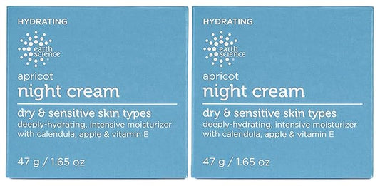 EARTH SCIENCE - Apricot Night Cream with Hydrating Apricot and Vitamin E for Dry Skin (2pk, 1.65 oz)