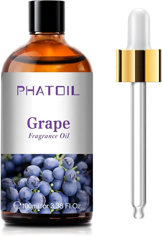 3.38FL.OZ Grape Fragrance Oils for Aromatherapy, Essential Oils for Diffusers for Home, Perfect for Diffuser, Yoga, Skin Care, DIY Candle and Soap Making - 100ml