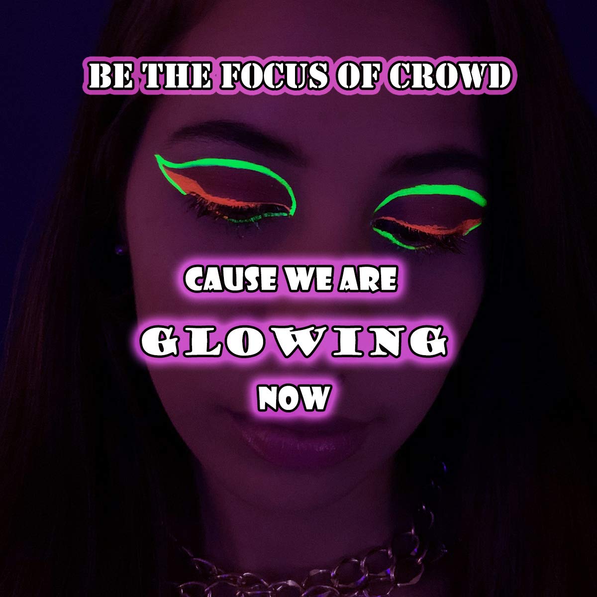 Bowitzki Face and Body Paint Split Cake 50g Body Painting Water Based Eyeliner Graphic Hydra Liner Makeup Glow Fluorescent Color Neon for Halloween Christmas Party Pride - UV Rainbow (Garden)