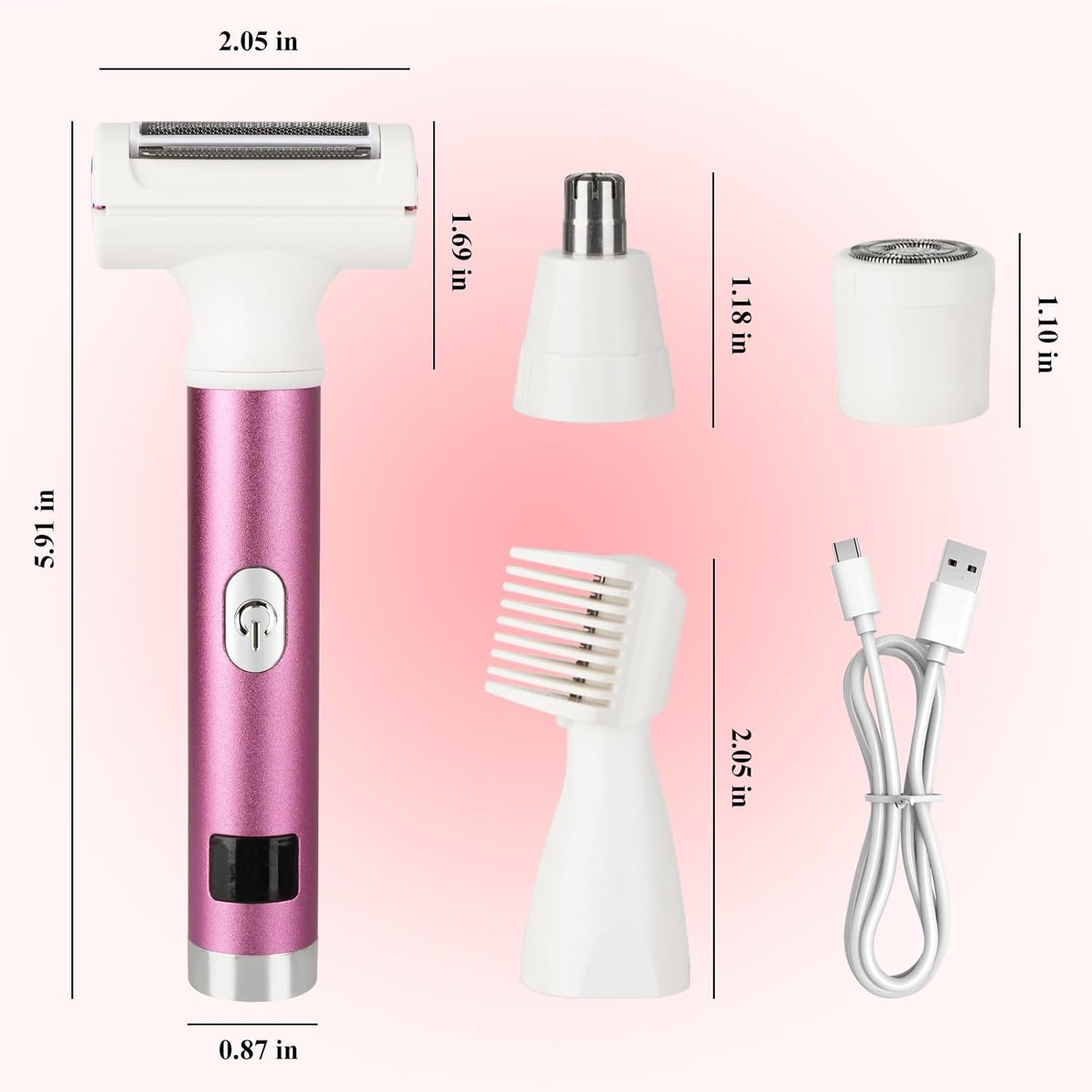 2025 Led Display Electric Razor,Beauty Women's Wet & Dry Electric Shaver, Painless 4 in 1 Painless Body Razors,Cordless 3-Blade Ladies Shaver for Legs, Arm, Underarms, Bikini (Purple)