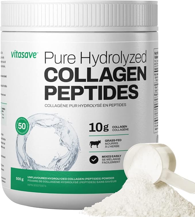 Collagen Peptides Powder – 10g Hydrolyzed Collagen per Serving – Unflavored, Grass-Fed, Keto Friendly – Skin, Hair, Nails & Joint Support – 500g