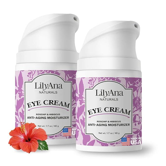 LilyAna Naturals Eye Cream for Dark Circles and Puffiness, Under Eye Cream for Wrinkles and Bags, Anti Aging helps Improve Dryness; for Sensitive Skin (1.7 Ounce, Pack of 2)