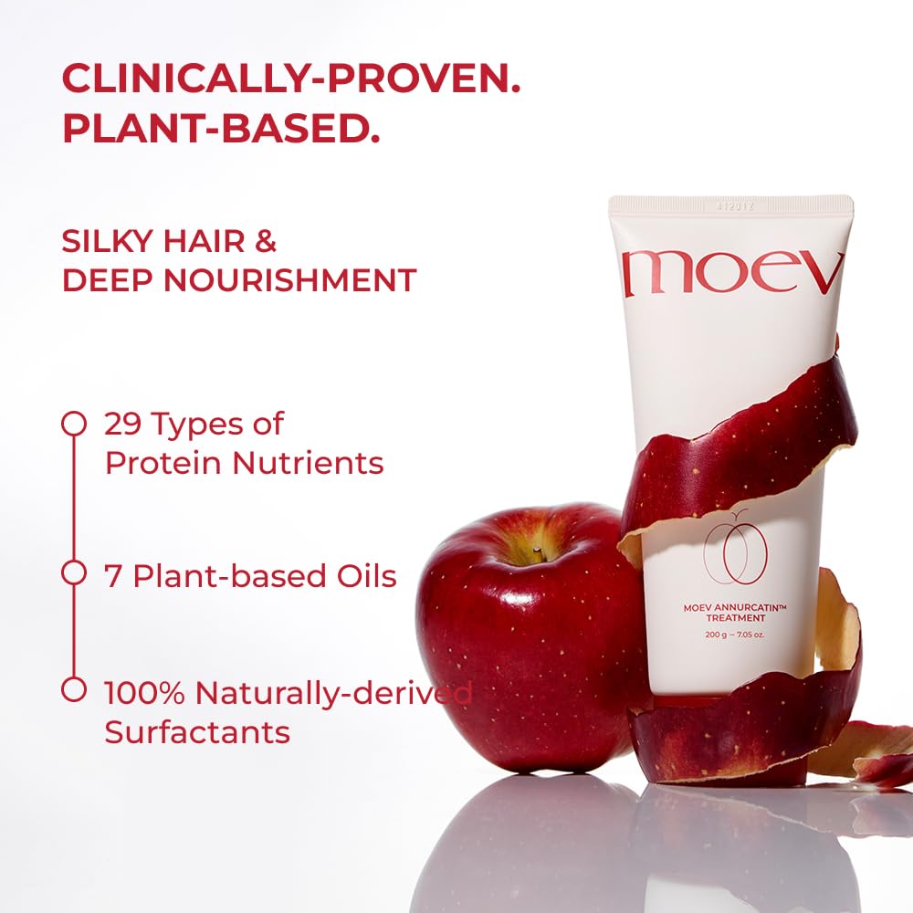 MOEV ANNURCATIN Hair Treatment Mask | Korean Apple Hair Care for Deep damage repair | Sulfate-Free | Thickening & Moisturizing conditioner for damaged, thin, dry hair (6.76 fl.oz, apple & vanilla)